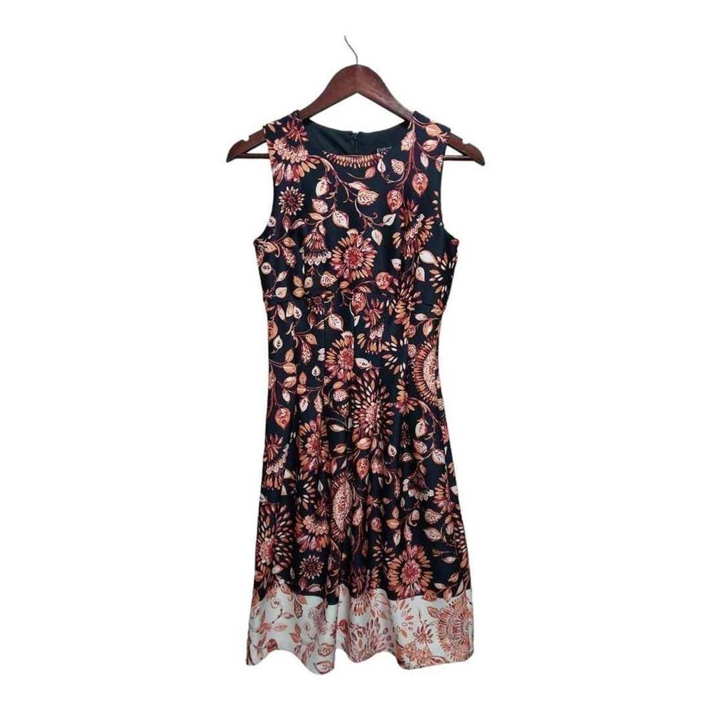 Enfocus Studio Dress fall clrs orange, red, brown&black sleeveless Stretchy Sz 4